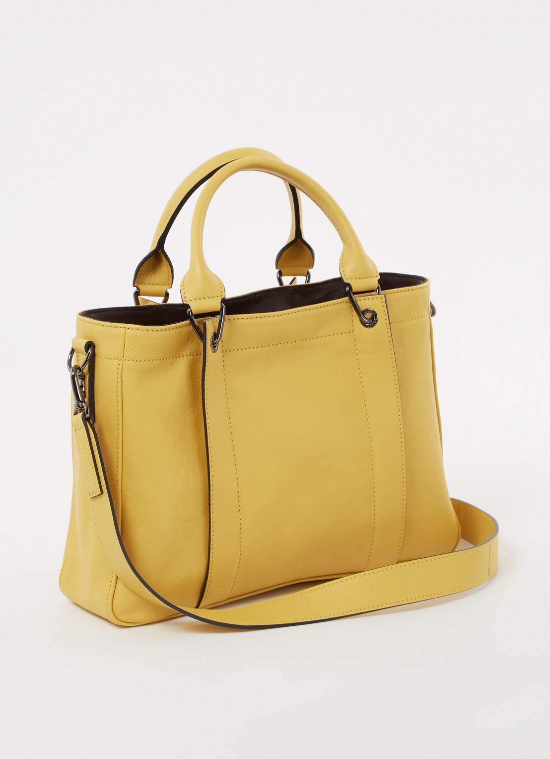 Longchamp 3D handtas S van kalfsleer - achterkant 5 mosterd