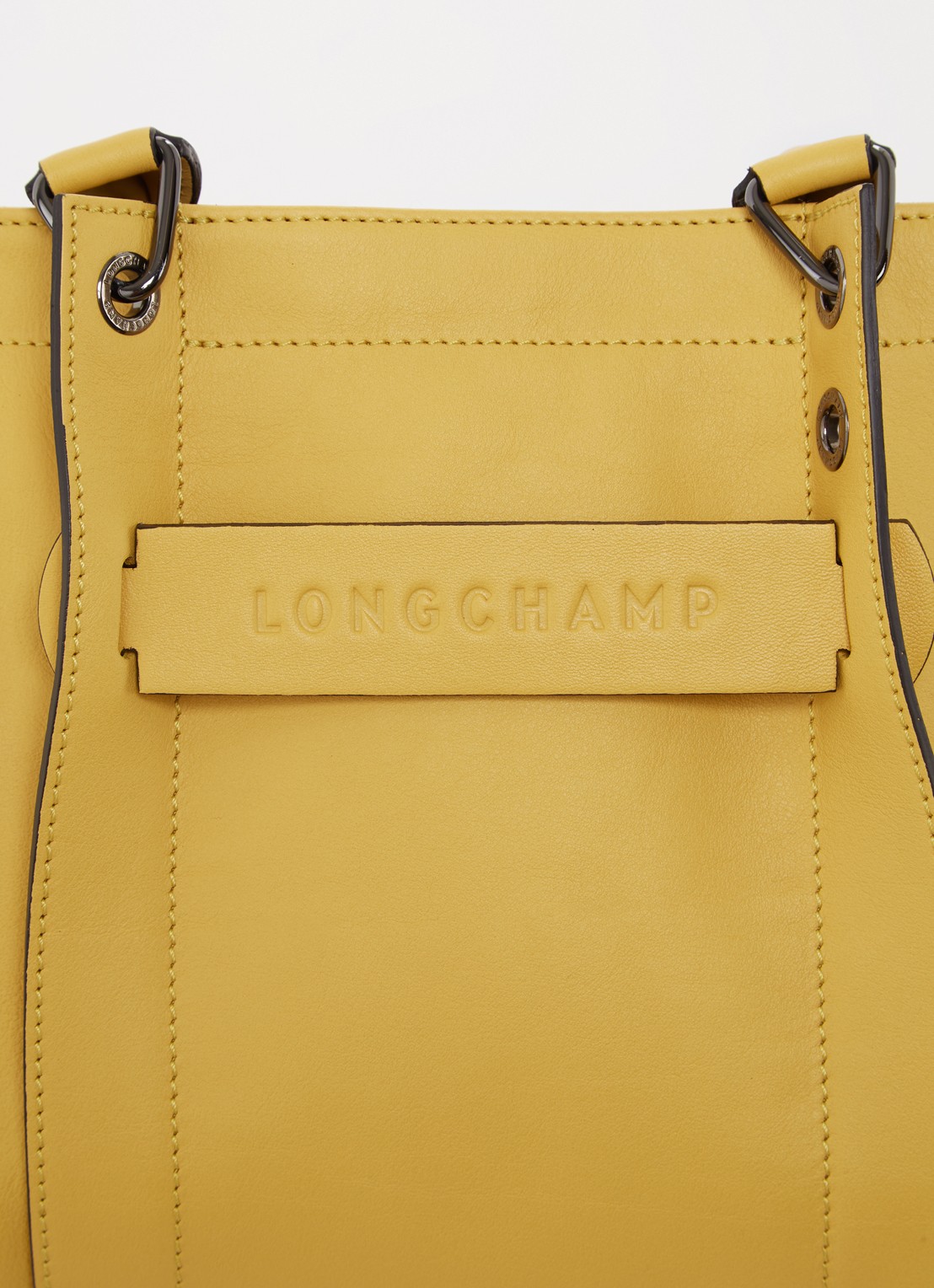 Longchamp 3D handtas S van kalfsleer - detail 3 mosterd