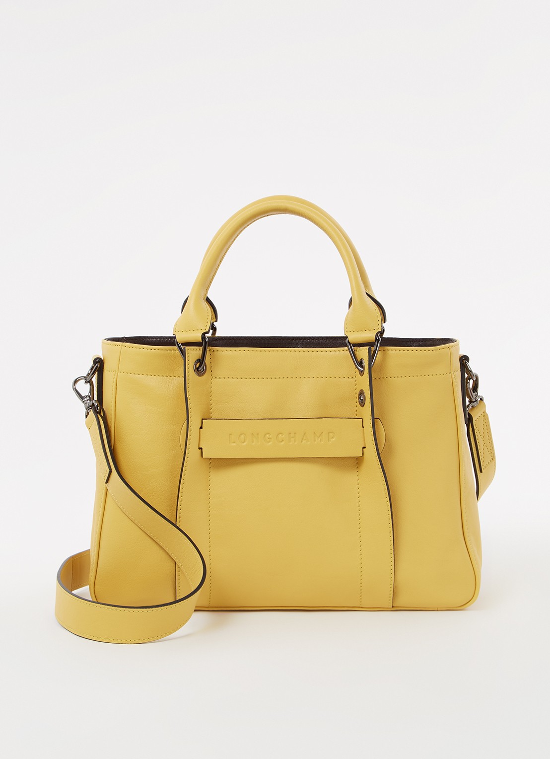 Longchamp 3D handtas S van kalfsleer - voorkant 4 mosterd