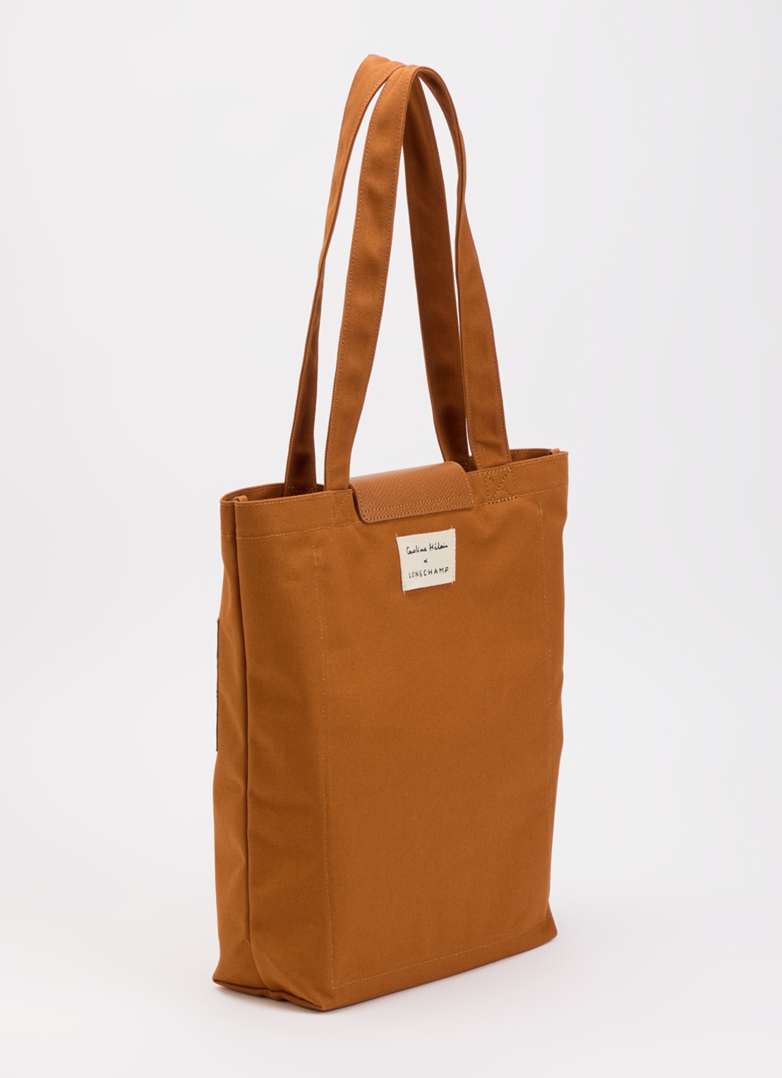 Longchamp Caroline Hélain x Longchamp schoudertas M met leren details - achterkant 5 cognac