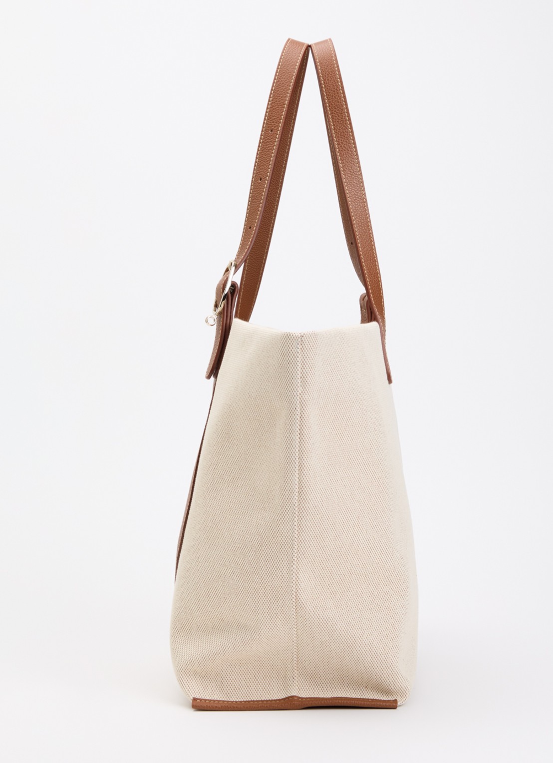 Longchamp Complice shopper XL van canvas met leren details - detail 2 cognac