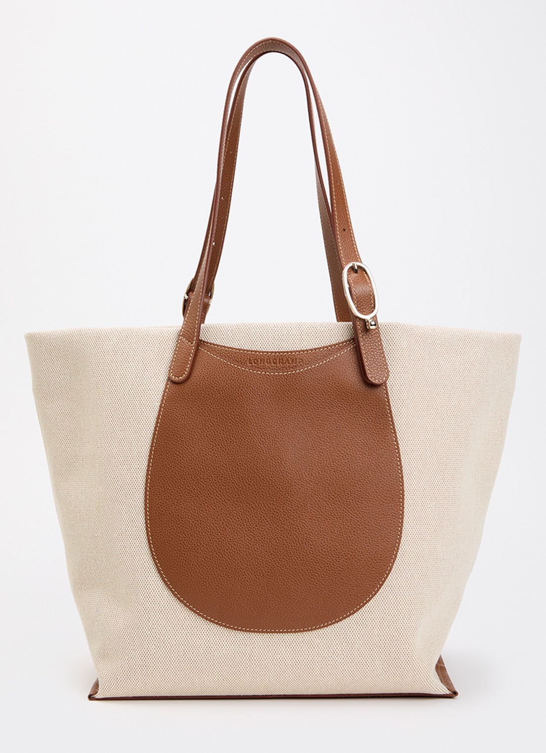 Longchamp Complice shopper XL van canvas met leren details - voorkant 5 cognac