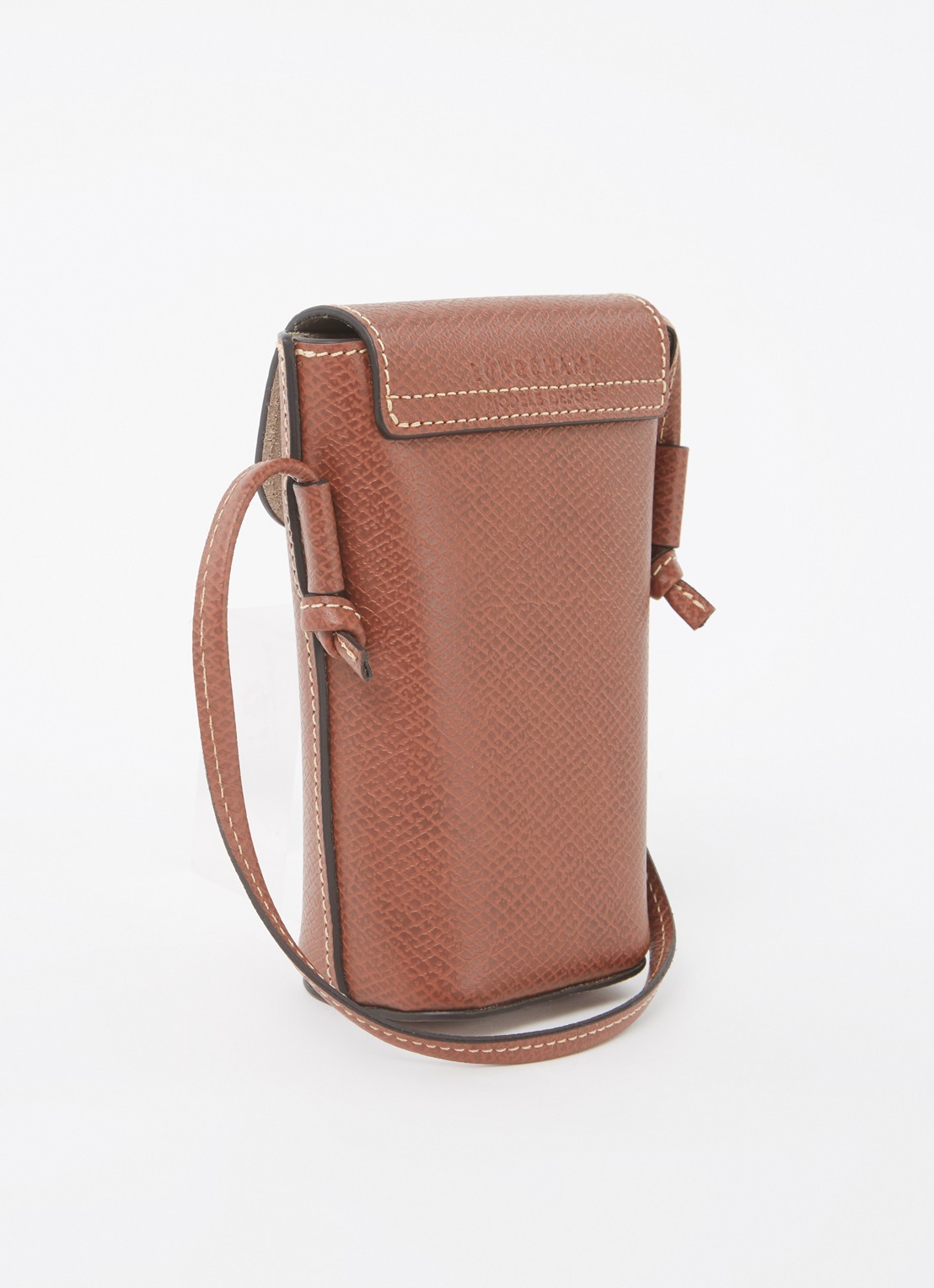 Longchamp Épure crossbody telefoonhoes van leer - achterkant 4 cognac