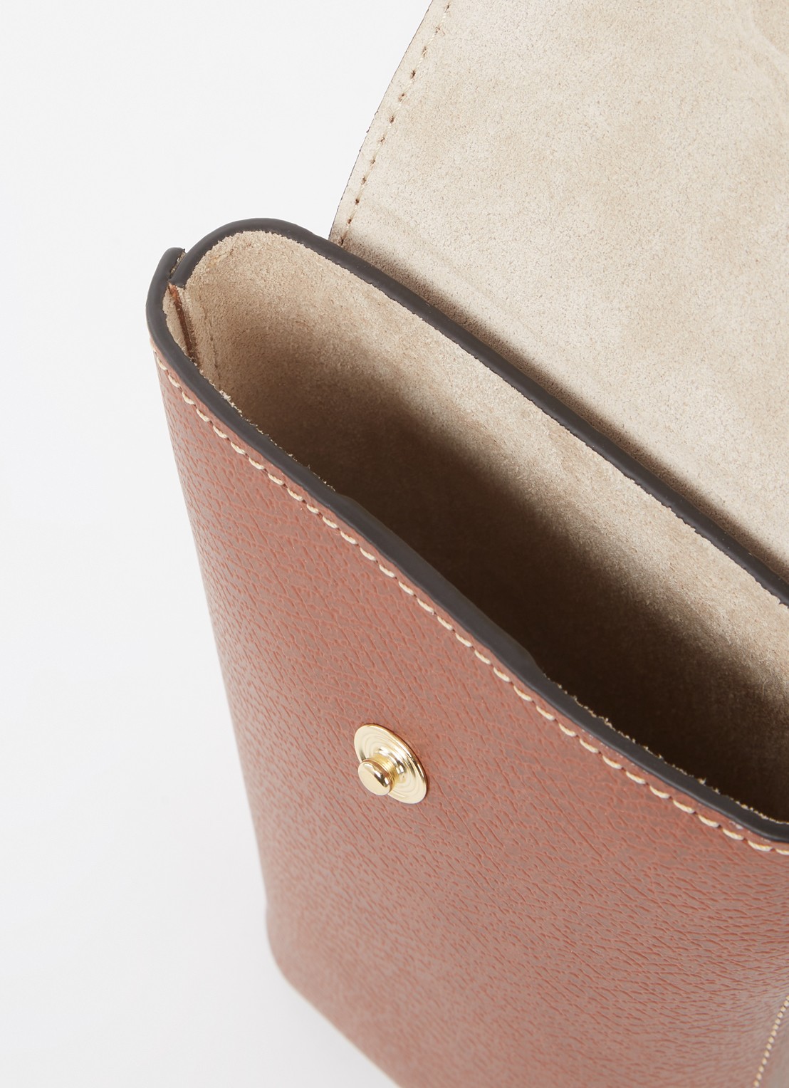 Longchamp Épure crossbody telefoonhoes van leer - detail cognac