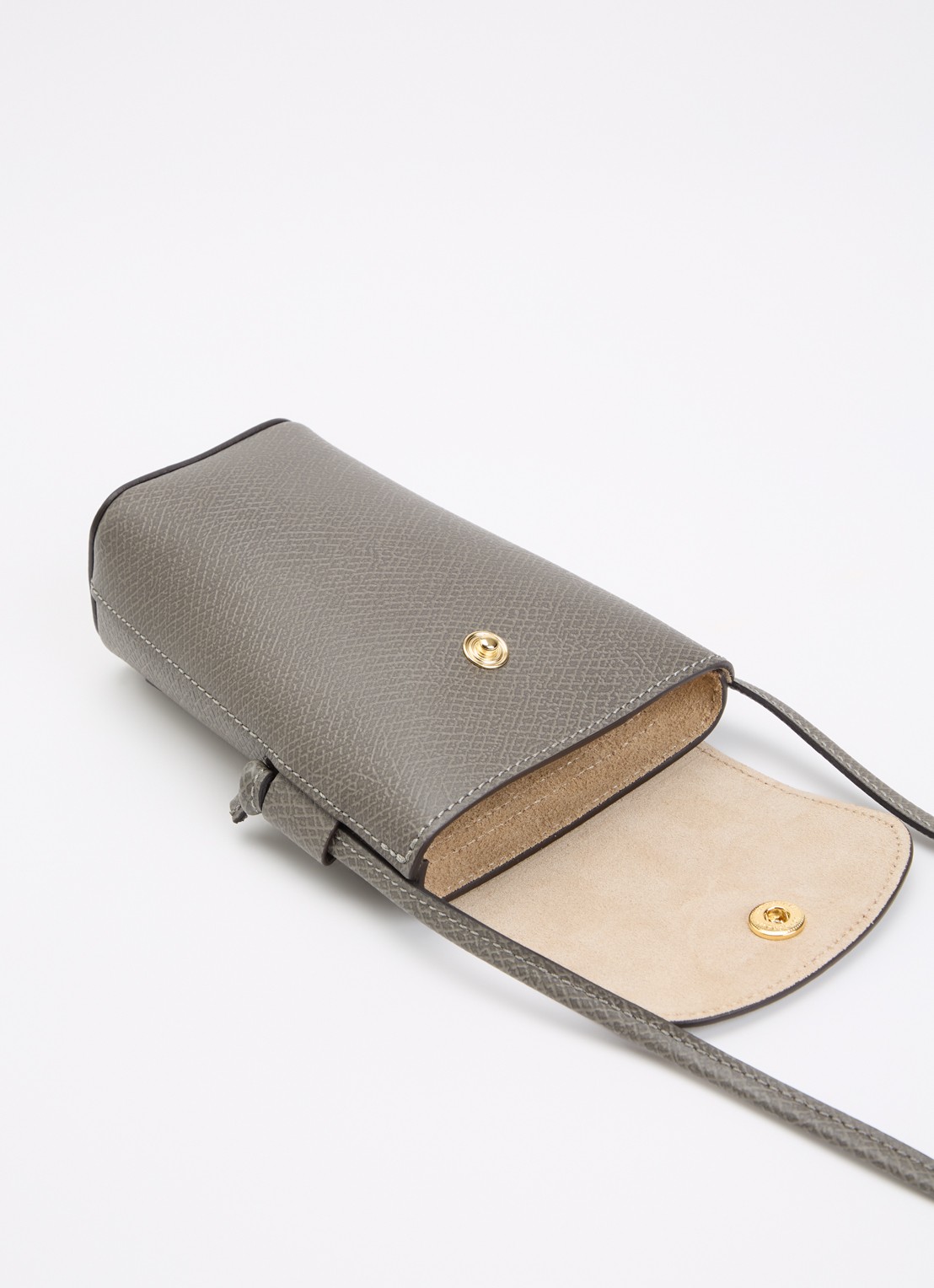 Longchamp Épure crossbody telefoonhoes van leer - voorkant 2 olijfgroen