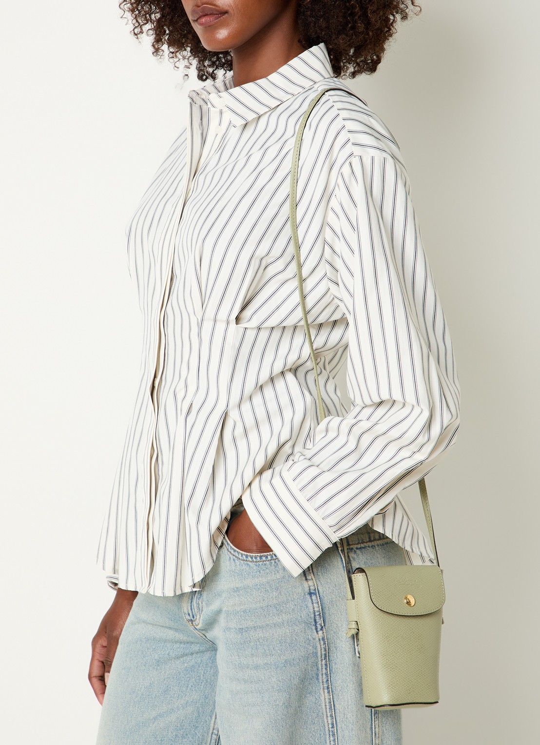 Longchamp Épure crossbody telefoonhoes van leer - voorkant 3 lichtgroen