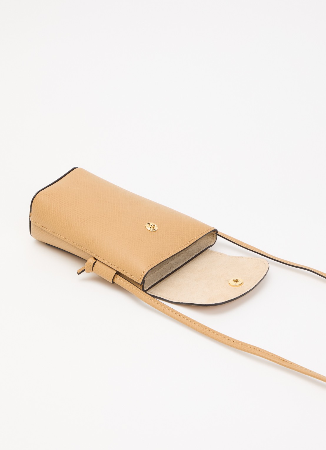 Longchamp Épure crossbody telefoonhoes van leer - detail maisgeel