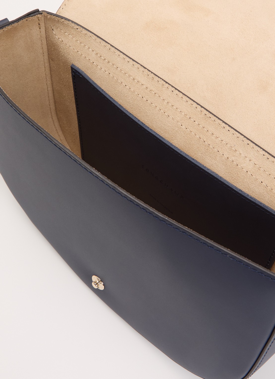 Longchamp Épure crossbodytas M van kalfsleer - detail donkerblauw