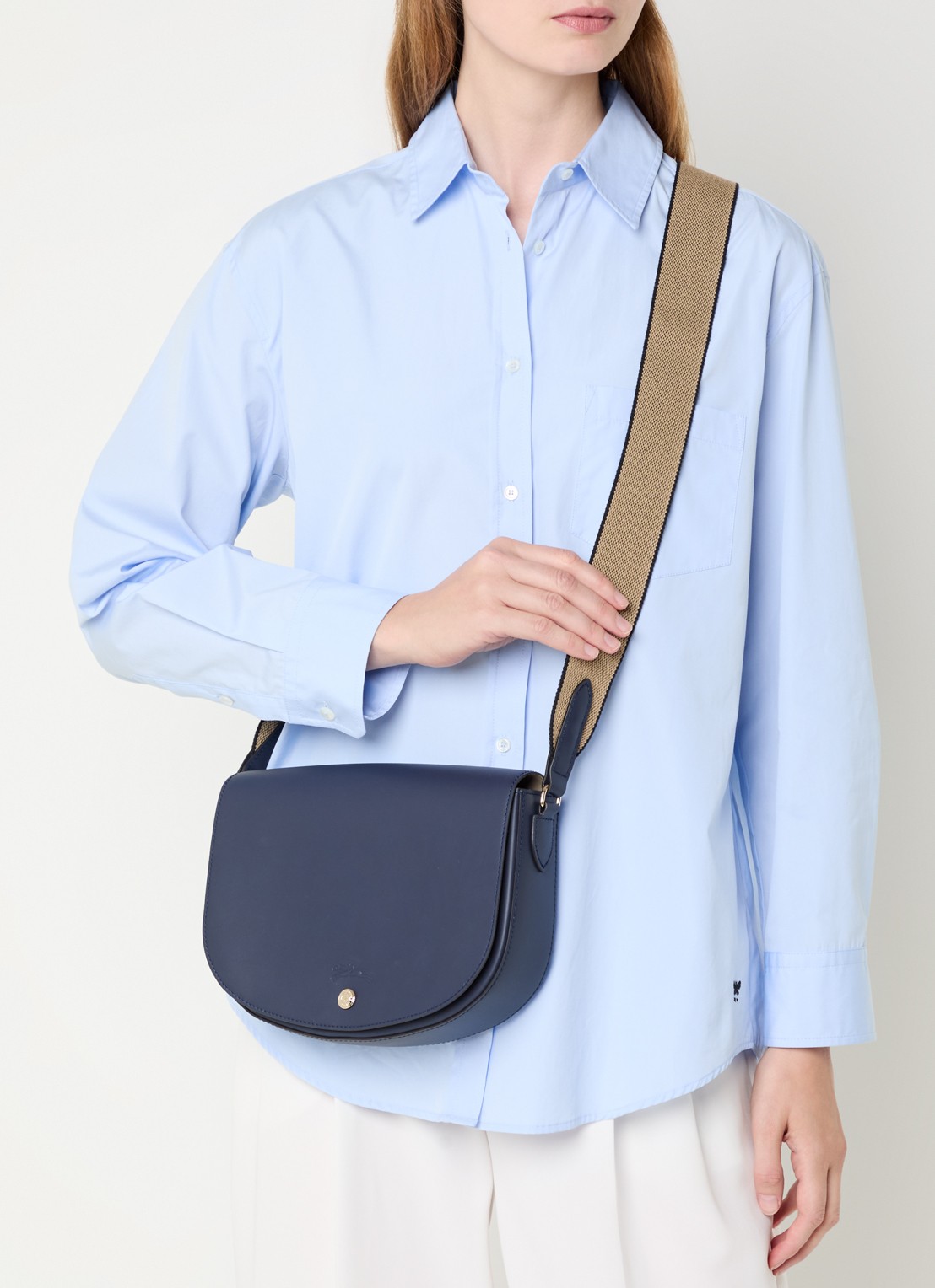Longchamp Épure crossbodytas M van kalfsleer - voorkant 5 donkerblauw