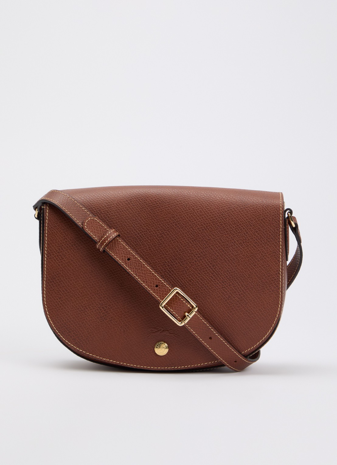 Longchamp Épure crossbodytas M van leer met verstelbare schouderriem  - voorkant 4 roestbruin