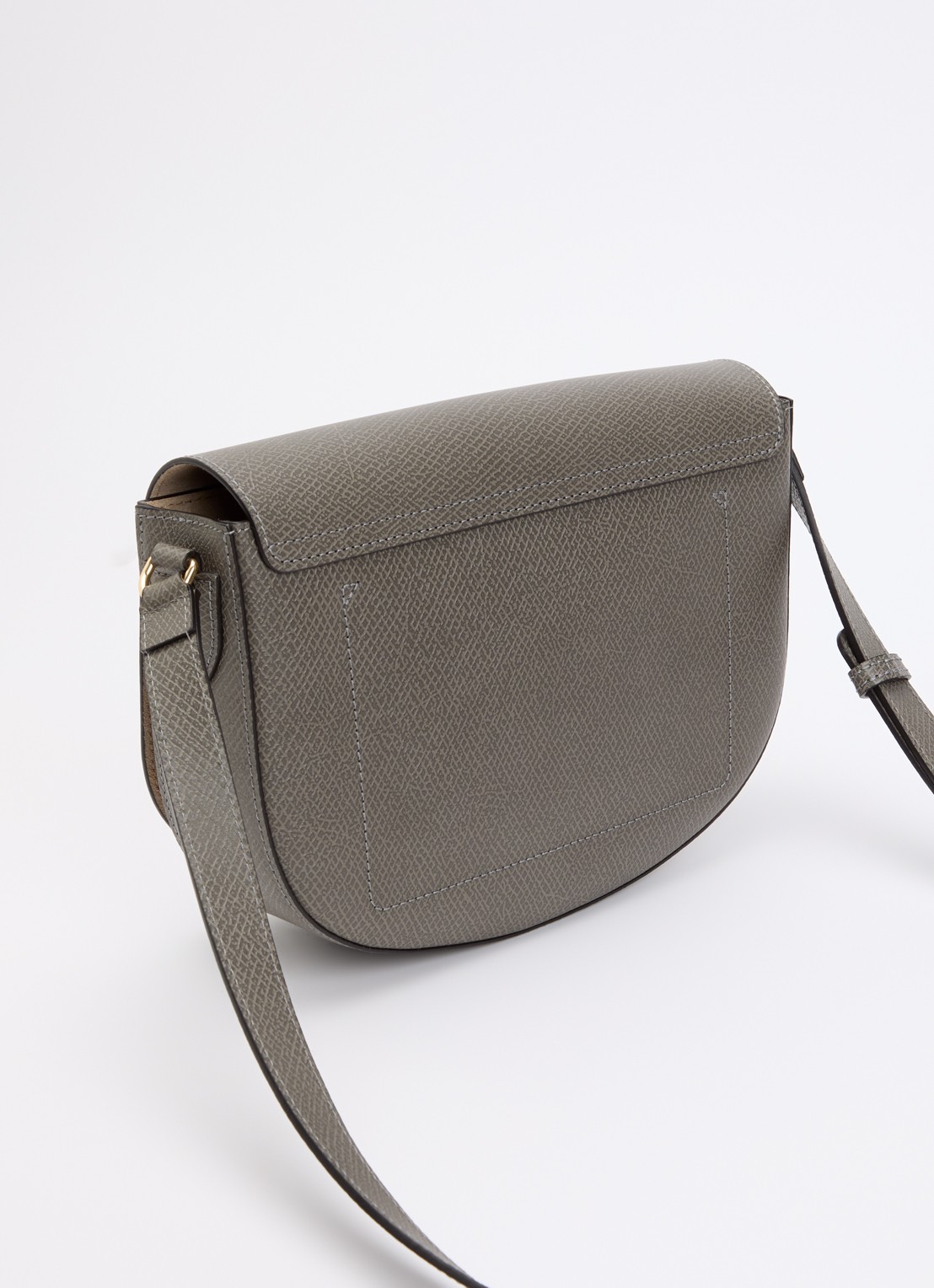 Longchamp Épure crossbodytas M van leer met verstelbare schouderriem  - achterkant grijs