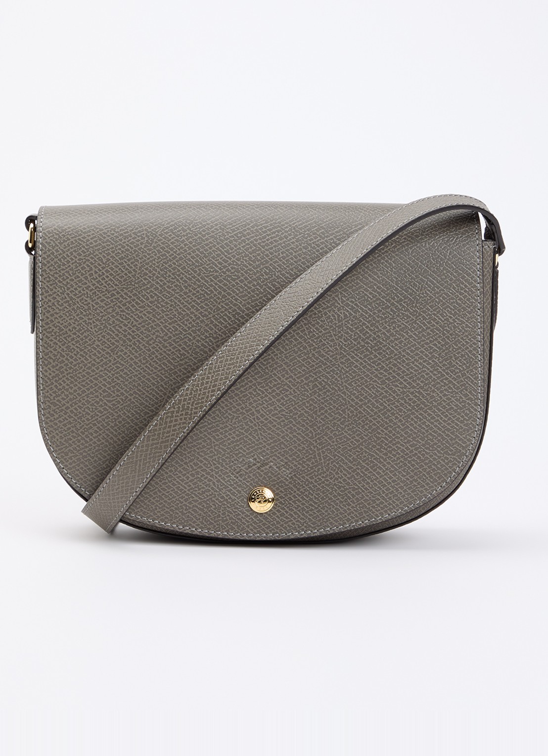 Longchamp Épure crossbodytas M van leer met verstelbare schouderriem  - voorkant 2 grijs