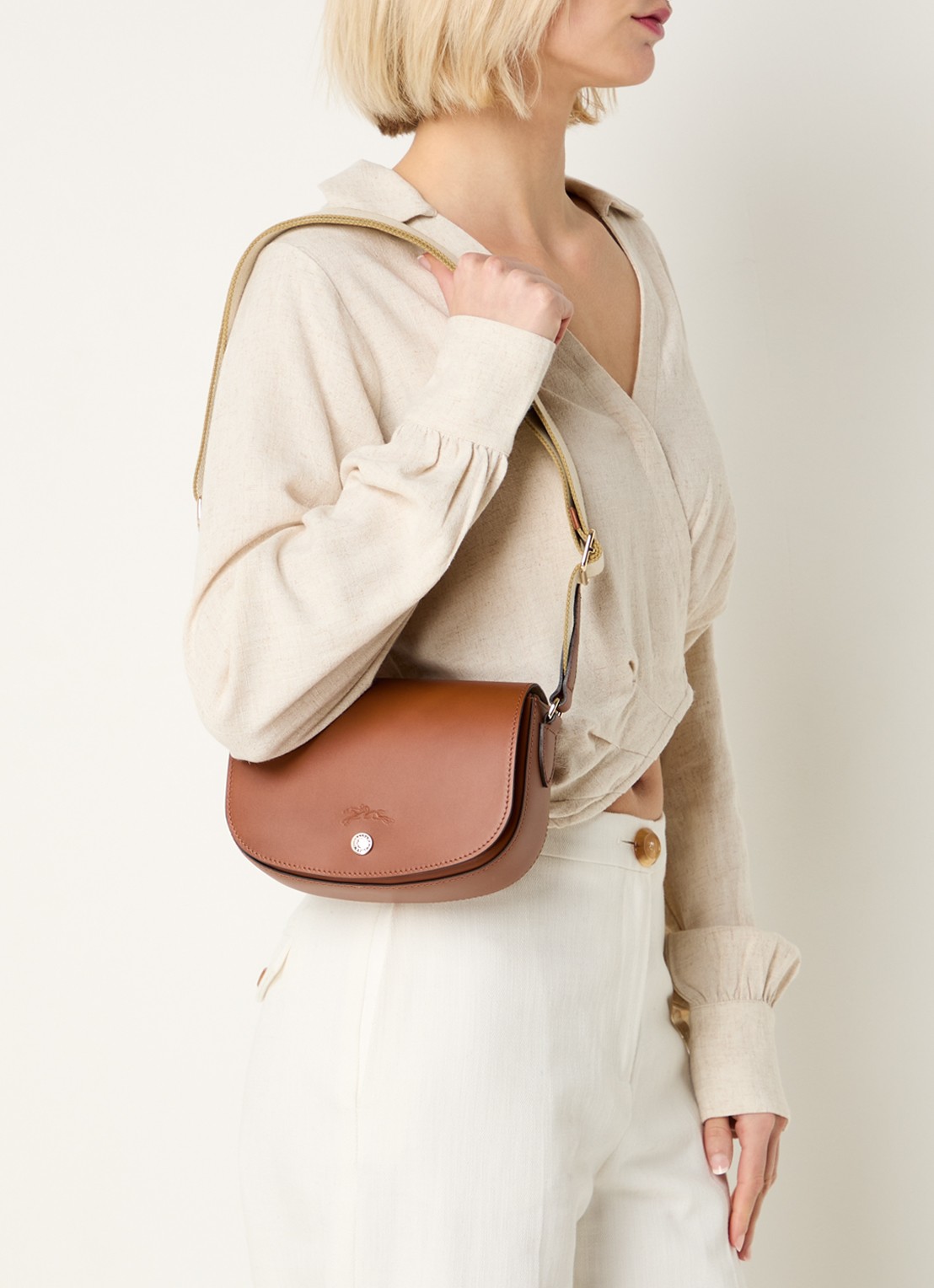 Longchamp Épure crossbodytas S van kalfsleer - voorkant 3 cognac