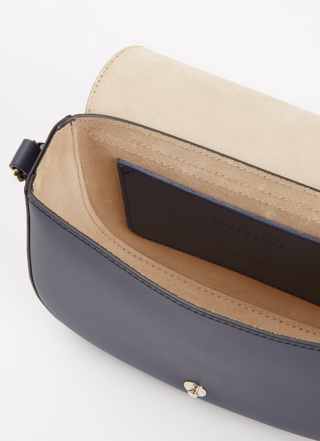 Longchamp Épure crossbodytas S van kalfsleer - detail donkerblauw