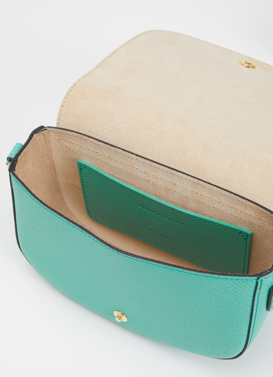Longchamp Épure crossbodytas S van leer met verstelbare schouderriem - detail mint