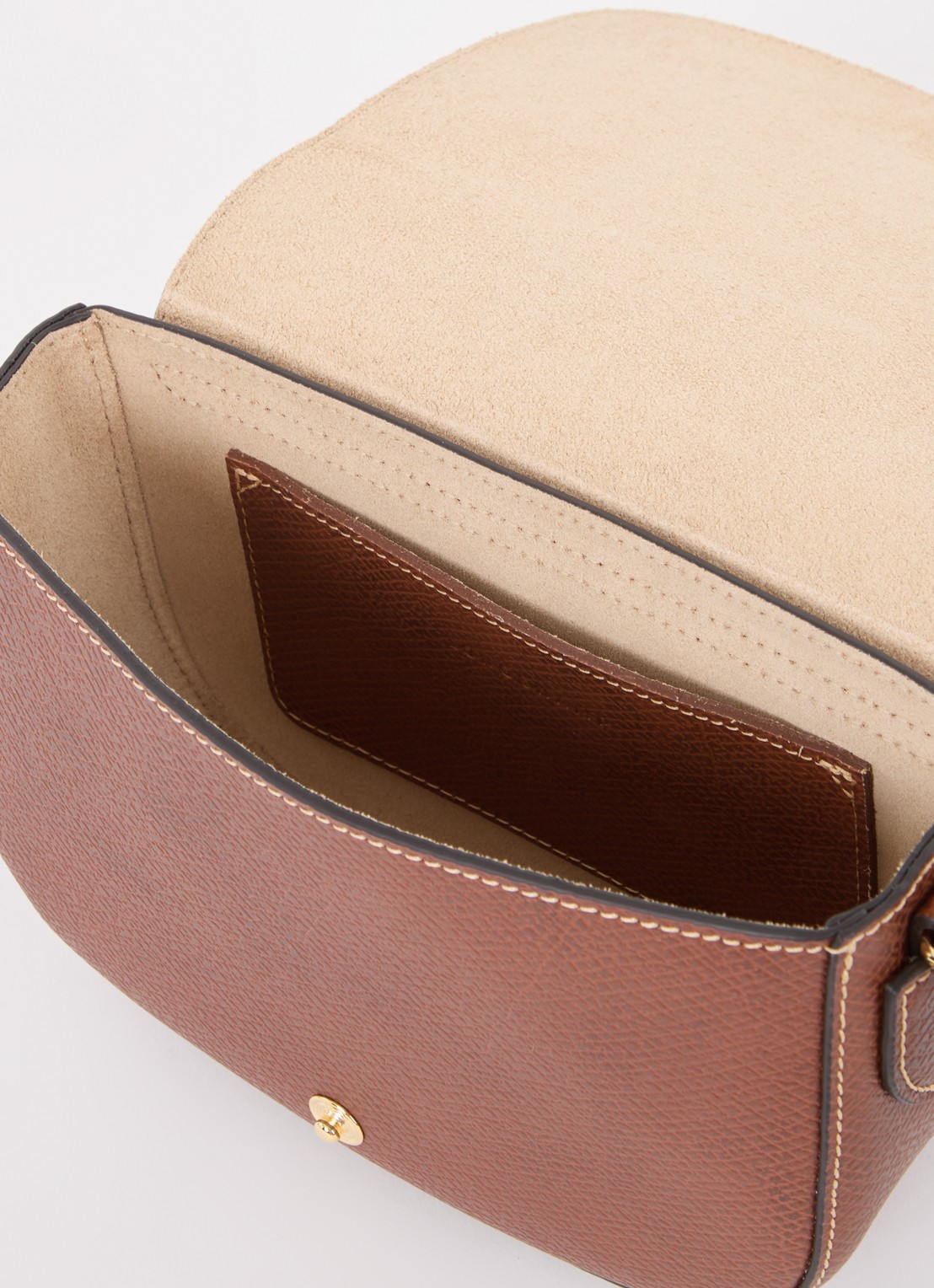 Longchamp Épure crossbodytas S van leer - detail 3 roodbruin