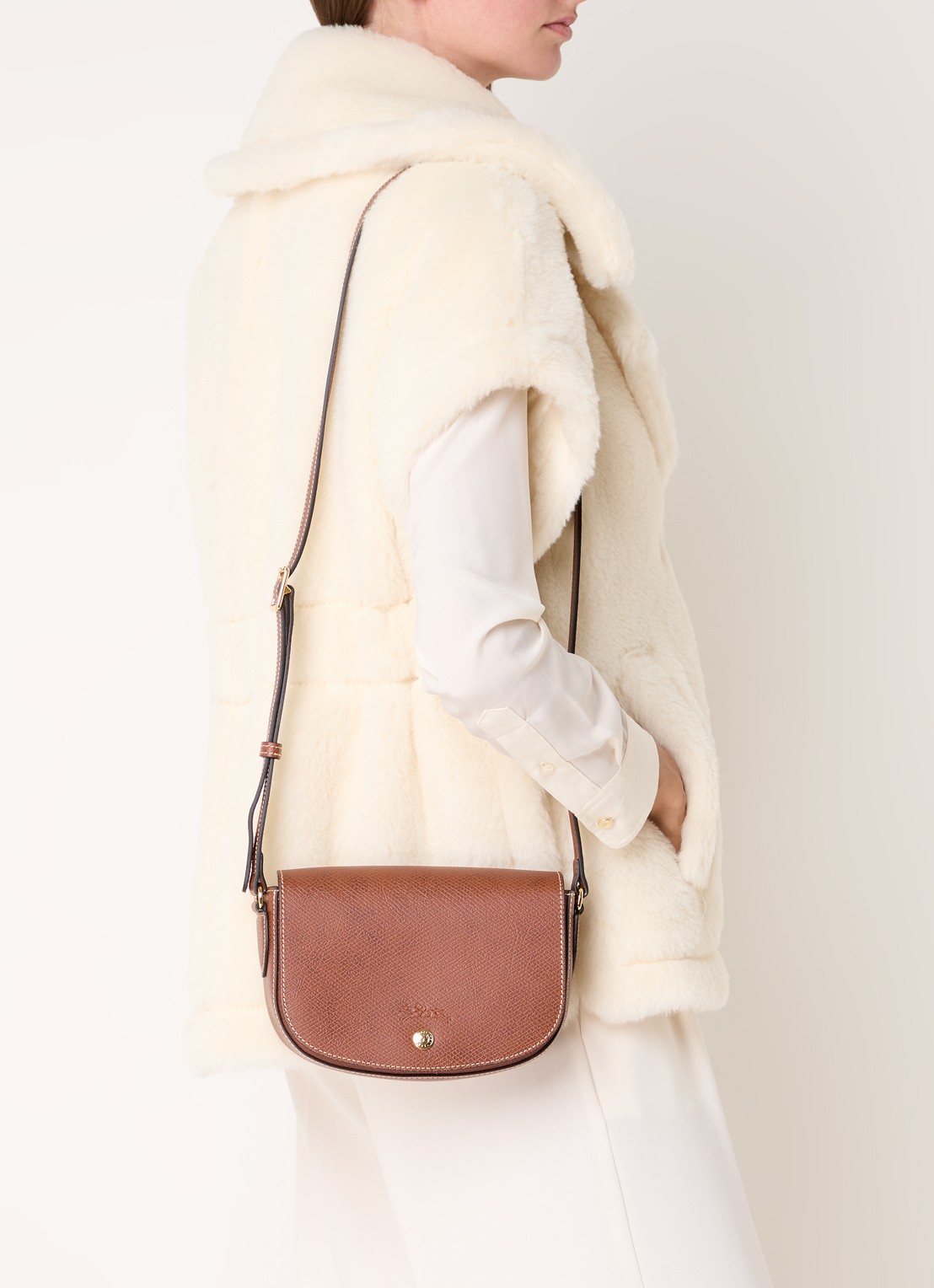 Longchamp Épure crossbodytas S van leer - voorkant 2 roodbruin