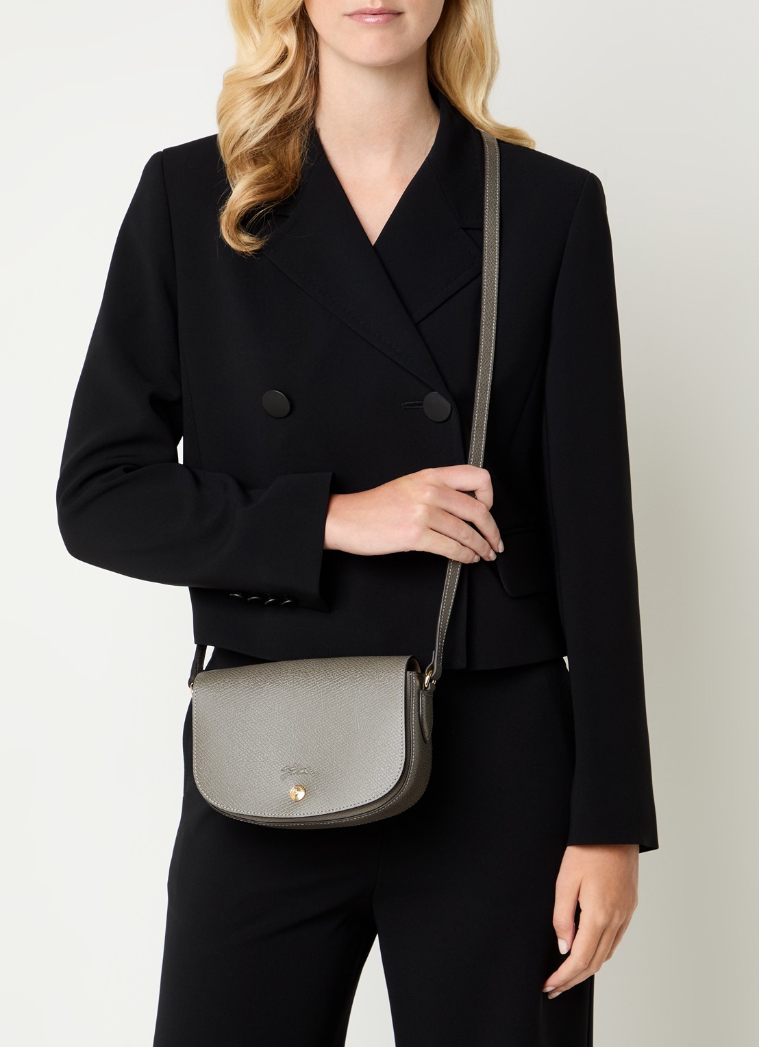 Longchamp Épure crossbodytas S van leer - voorkant 5 olijfgroen