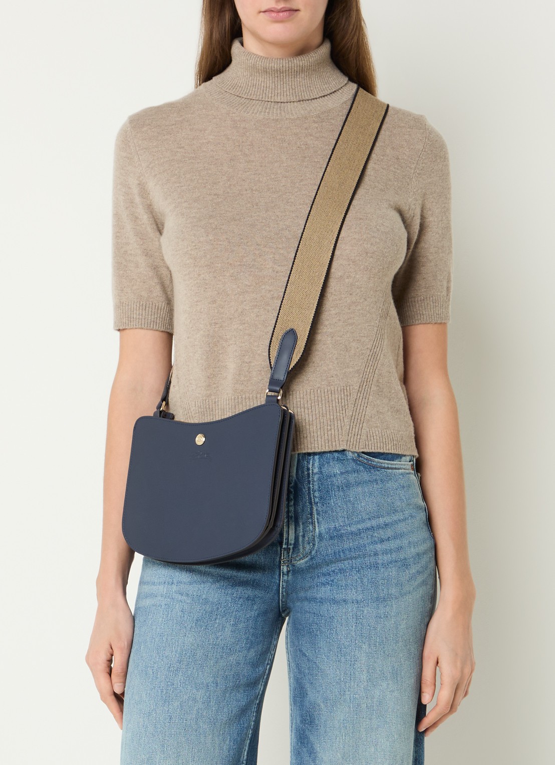 Longchamp Épure crossbodytas van kalfsleer met verstelbare schouderriem  - voorkant 2 indigo