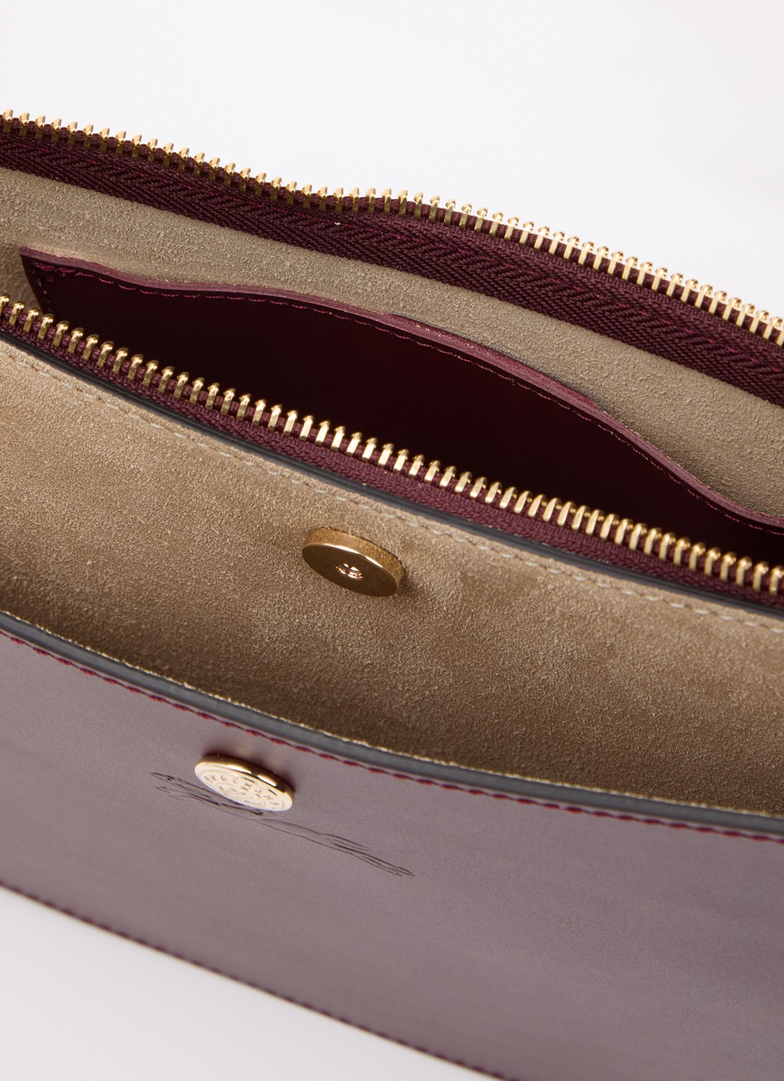 Longchamp Épure crossbodytas van kalfsleer met verstelbare schouderriem  - detail 2 bordeauxrood