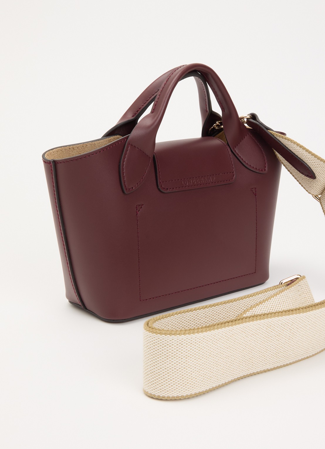 Longchamp Épure crossbodytas XS van kalfsleer met afneembare schouderriem - achterkant bordeauxrood