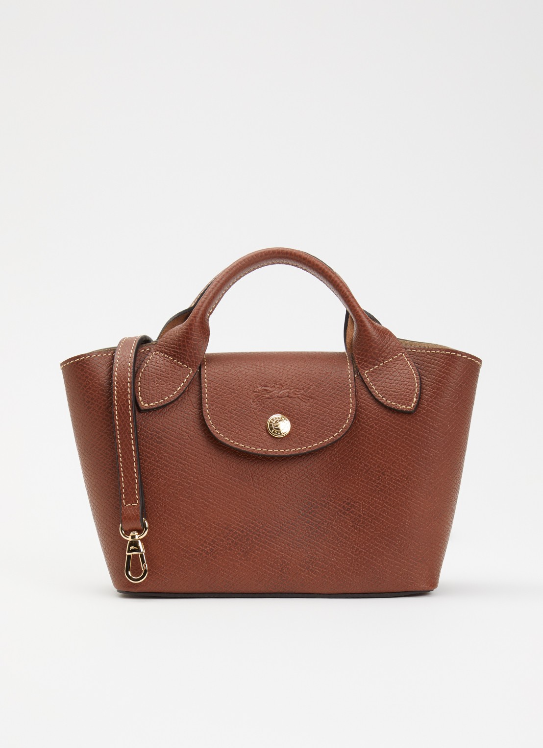 Longchamp Épure crossbodytas XS van leer met afneembare schouderriem - voorkant roodbruin