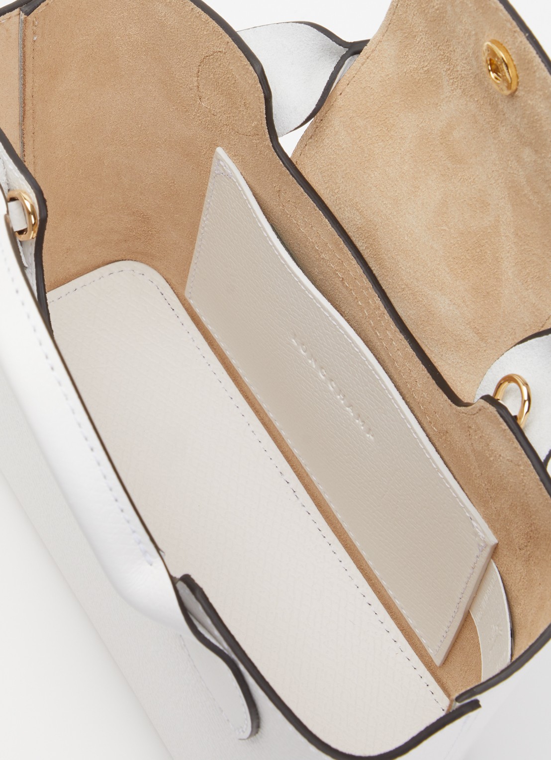 Longchamp Épure crossbodytas XS van leer met afneembare schouderriem - detail wit