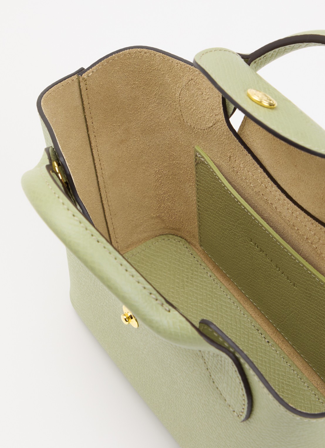 Longchamp Épure crossbodytas XS van leer met afneembare schouderriem - detail lindegroen