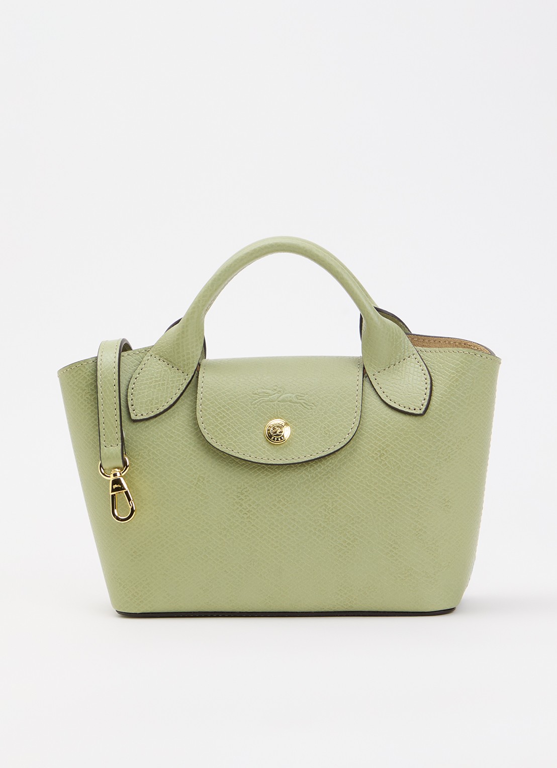 Longchamp Épure crossbodytas XS van leer met afneembare schouderriem - voorkant 5 lindegroen