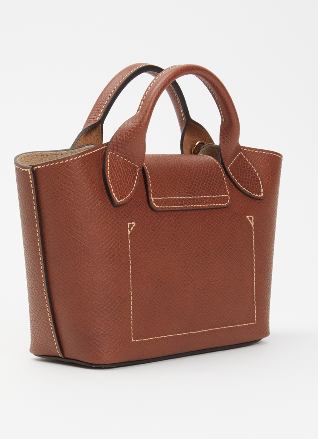 Longchamp Èpure handtas van leer met afneembare schouderriem - achterkant 4 roodbruin