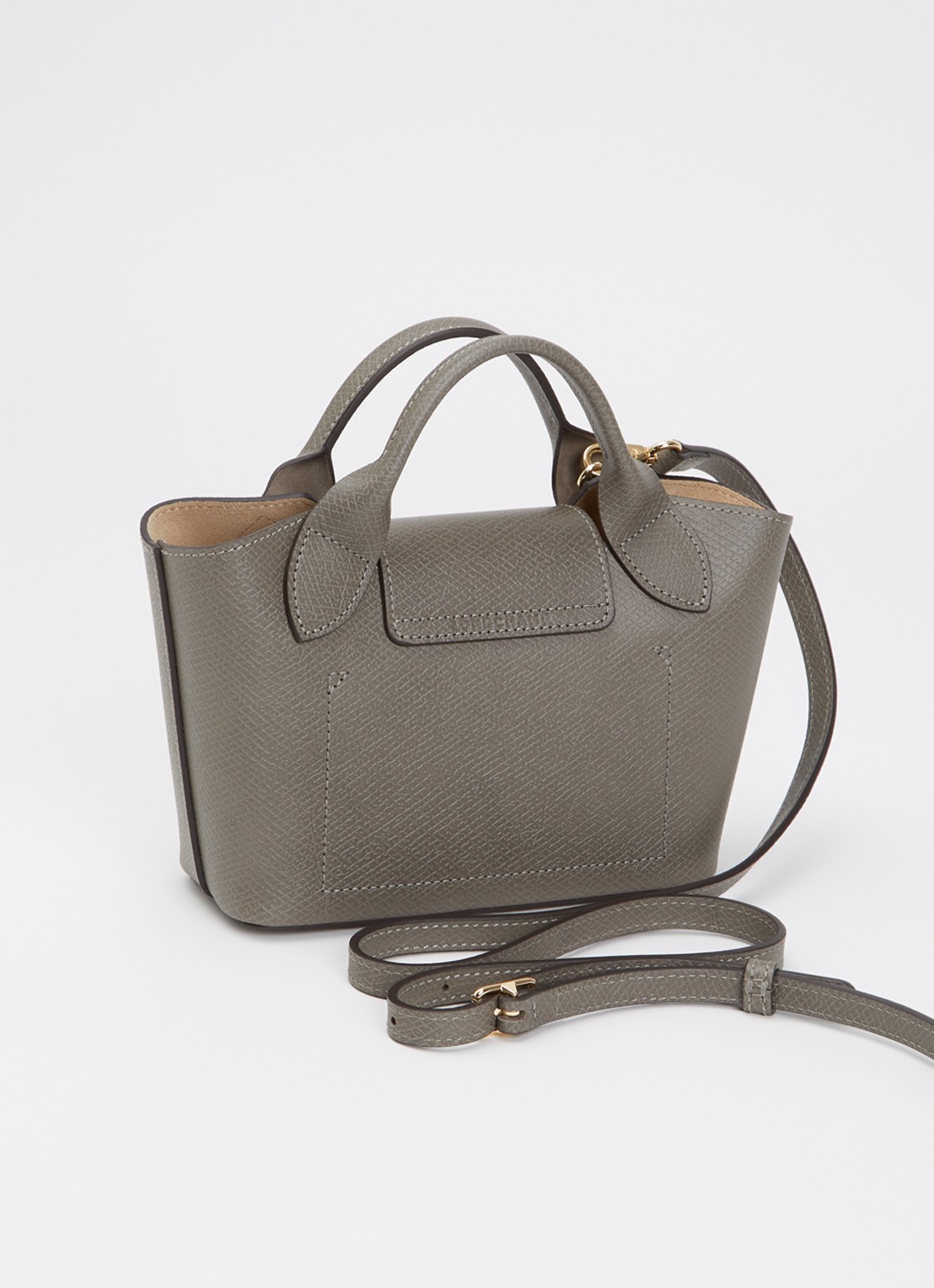 Longchamp Èpure handtas van leer met afneembare schouderriem - achterkant 7 grijs