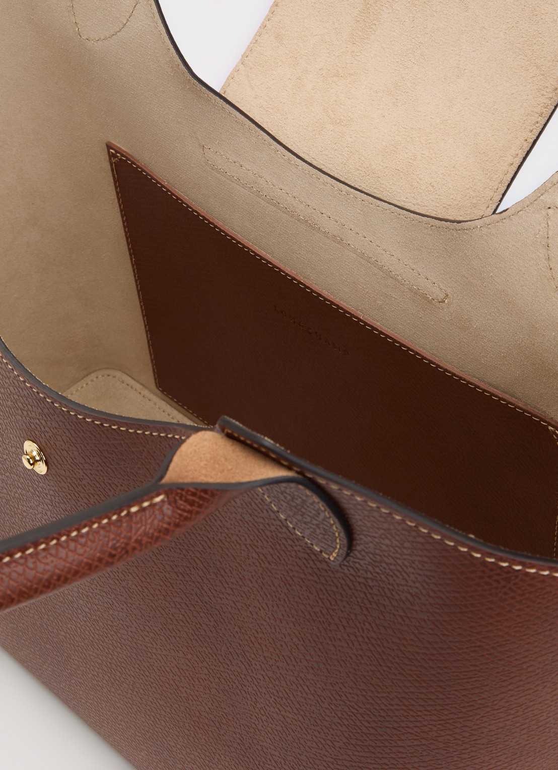 Longchamp Épure schoudertas L van leer - detail 4 bruin