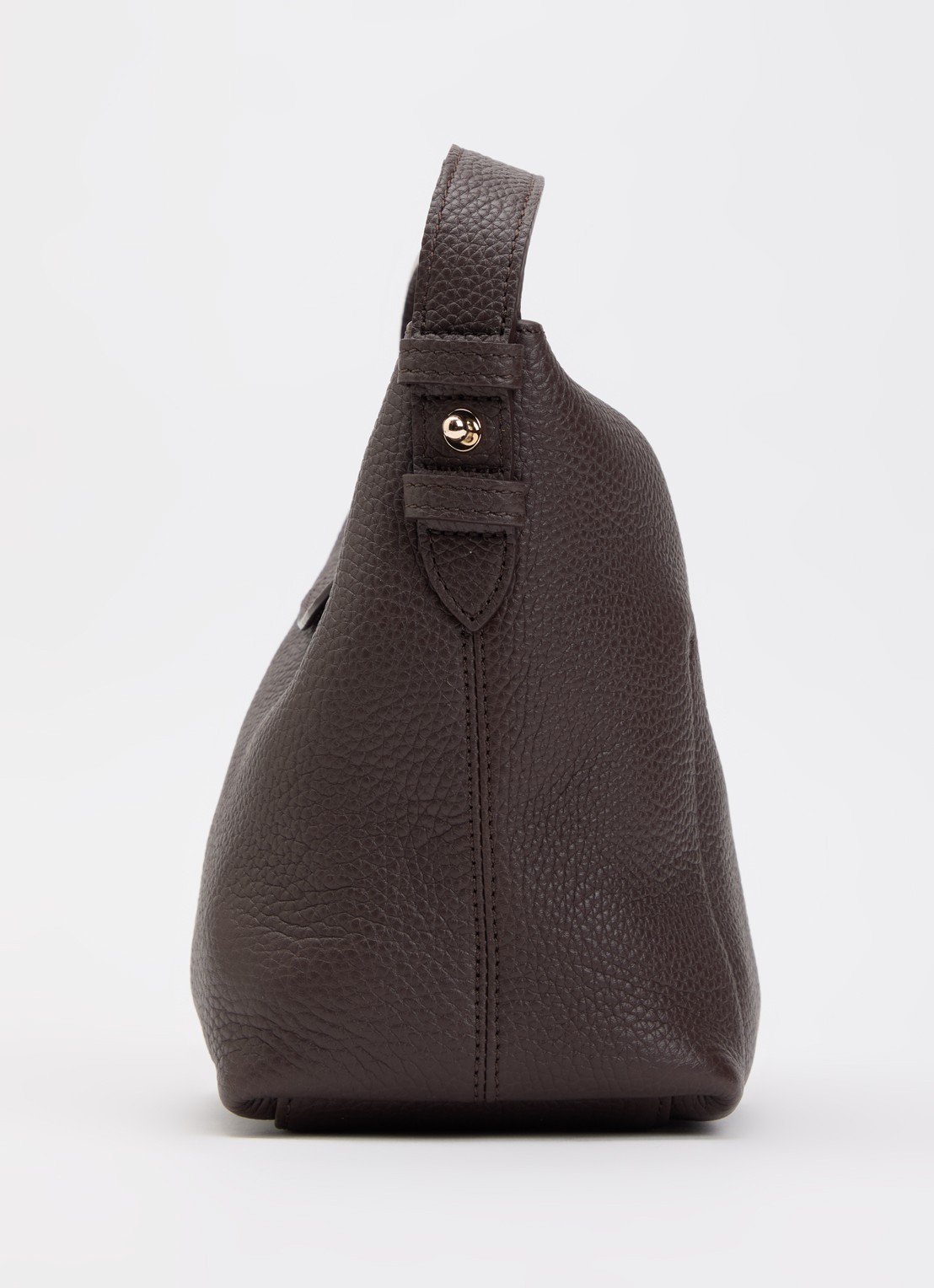 Longchamp Le Cadence schoudertas S van leer - detail 3 kastanjebruin