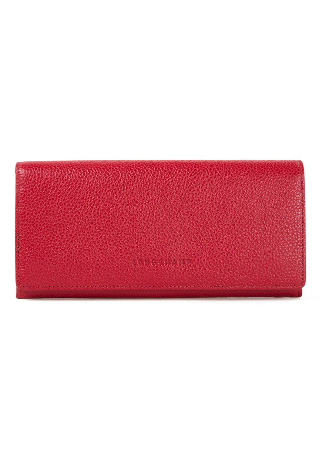 Longchamp Le Foulonné Continental van leer - voorkant steenrood