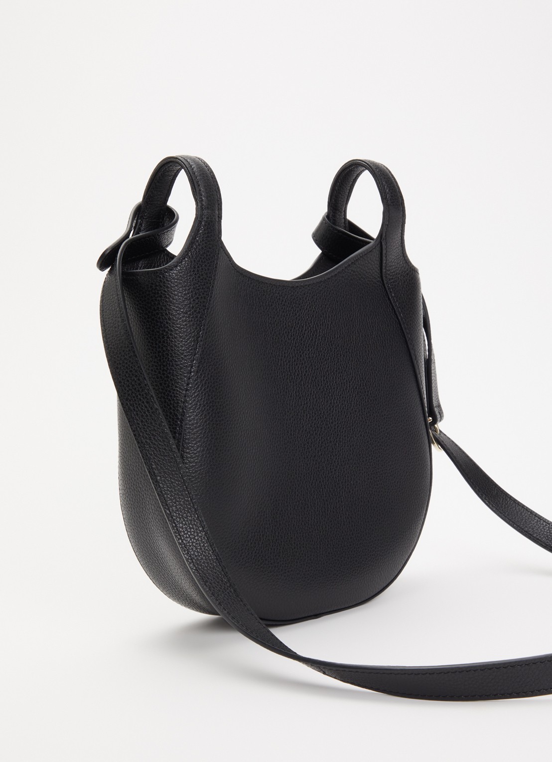 Longchamp Le Foulonné crossbodytas S van leer - achterkant zwart