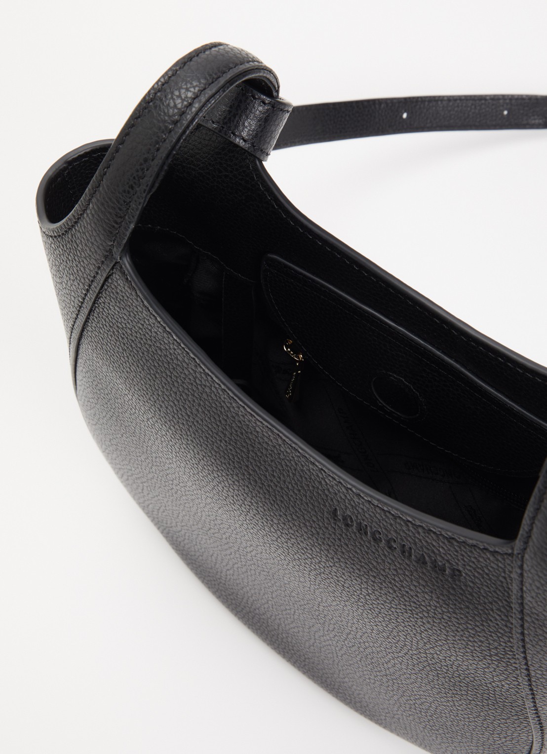 Longchamp Le Foulonné crossbodytas S van leer - detail 4 zwart