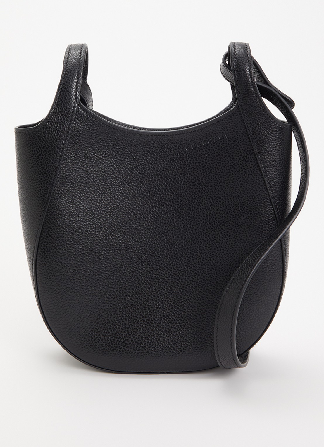 Longchamp Le Foulonné crossbodytas S van leer - voorkant 2 zwart