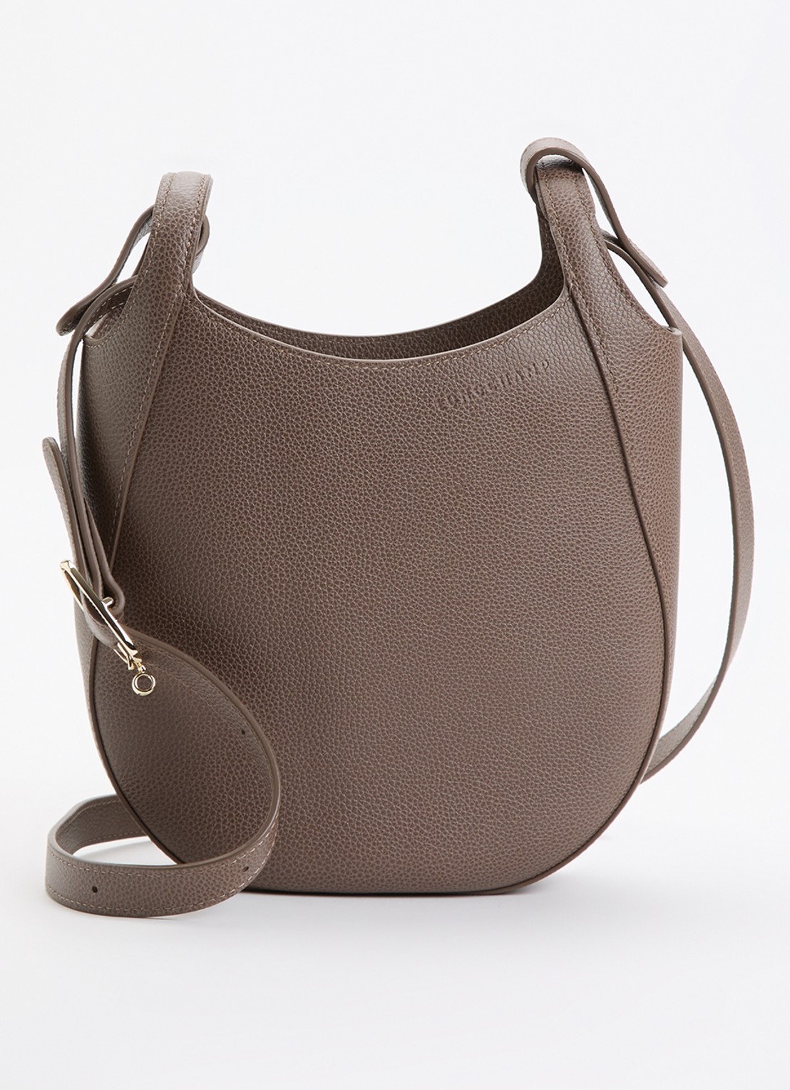 Longchamp Le Foulonné crossbodytas S van leer - voorkant taupe