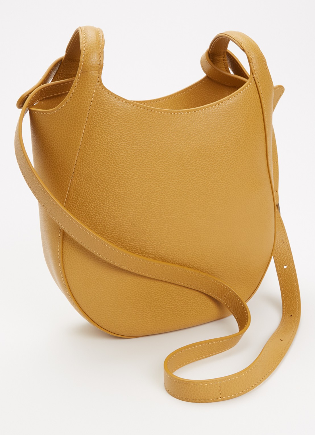 Longchamp Le Foulonné crossbodytas S van leer - achterkant okergeel