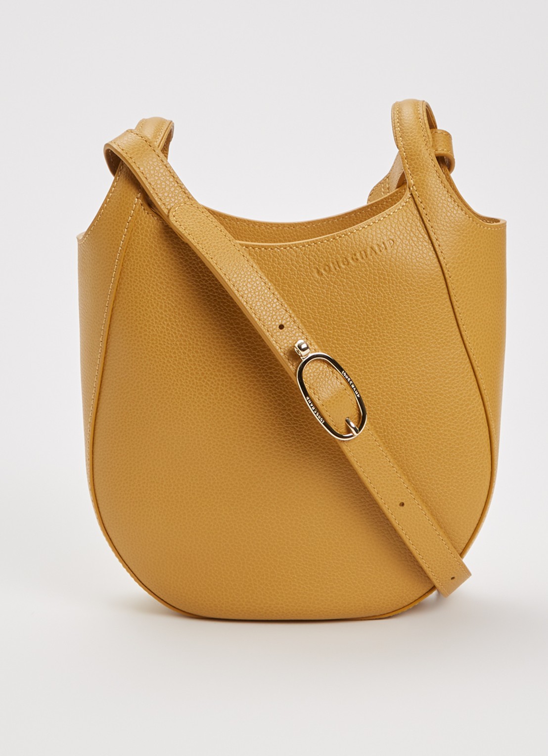 Longchamp Le Foulonné crossbodytas S van leer - voorkant 2 okergeel