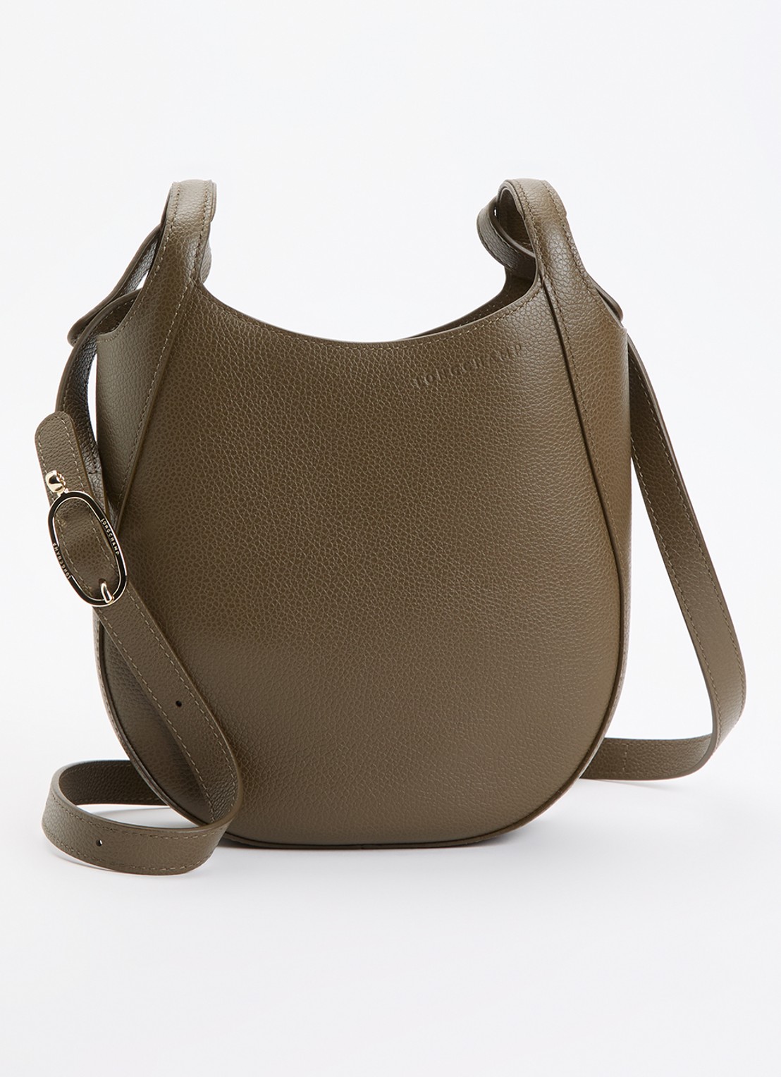 Longchamp Le Foulonné crossbodytas S van leer - voorkant 5 olijfgroen