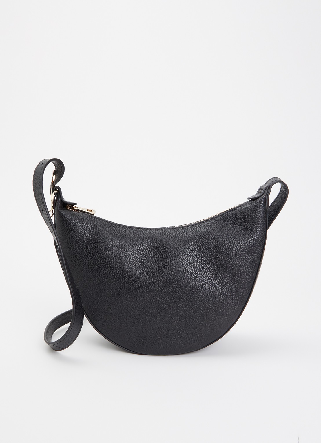 Longchamp Le Foulonné crossbodytas S van leer - voorkant zwart