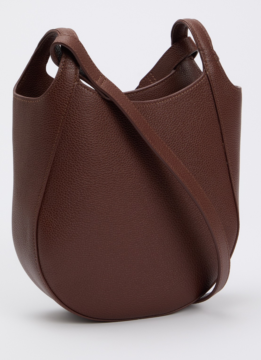 Longchamp Le Foulonné crossbodytas S van leer - achterkant 6 donkerbruin