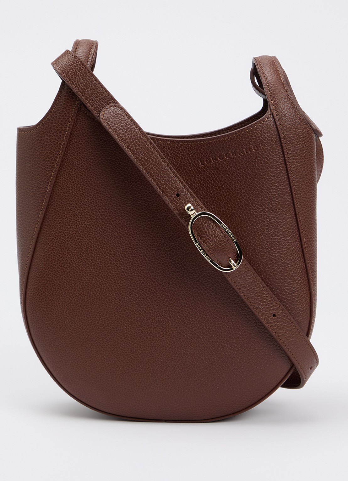 Longchamp Le Foulonné crossbodytas S van leer - voorkant donkerbruin