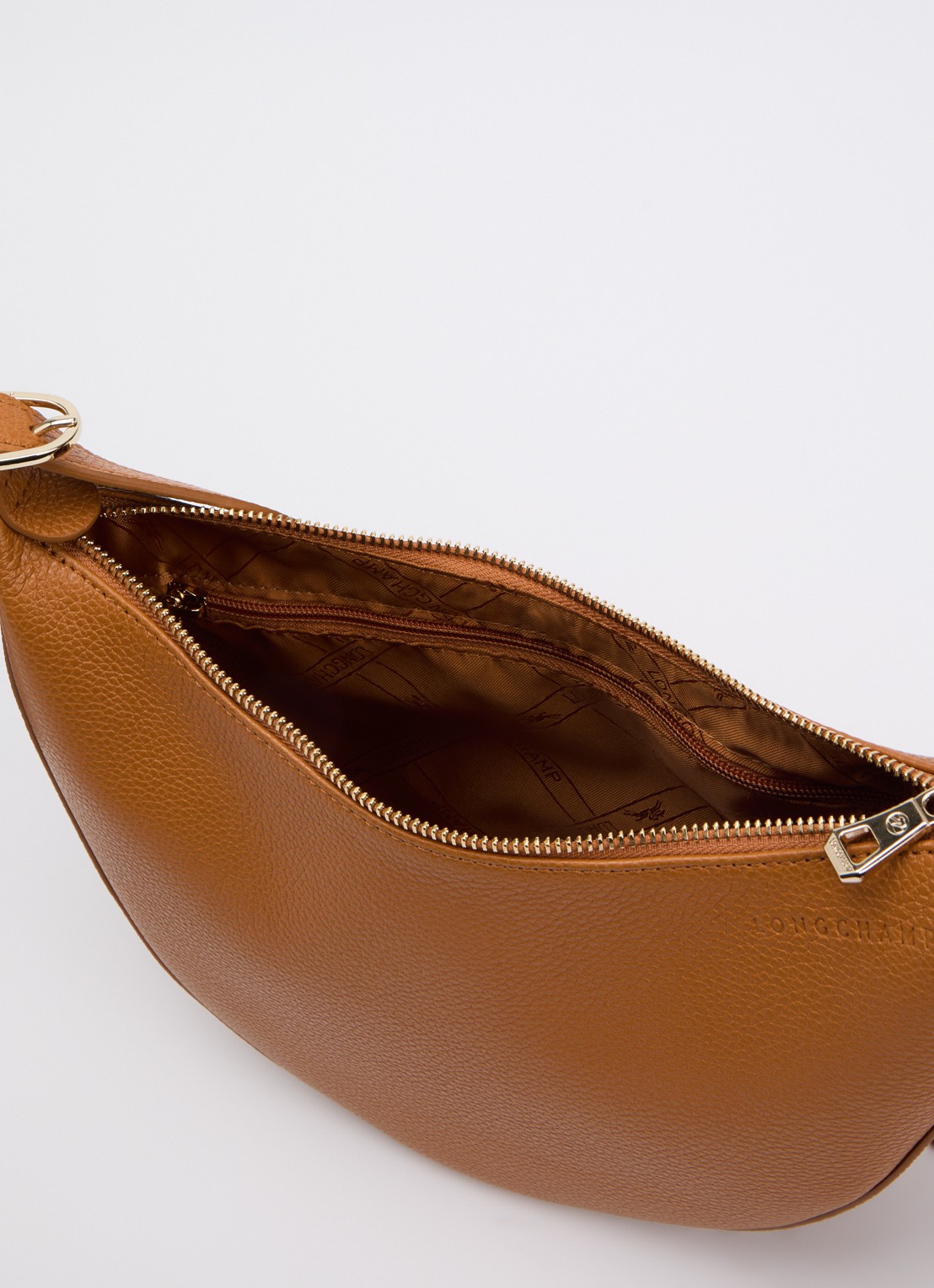Longchamp Le Foulonné crossbodytas S van leer - detail 4 roestbruin