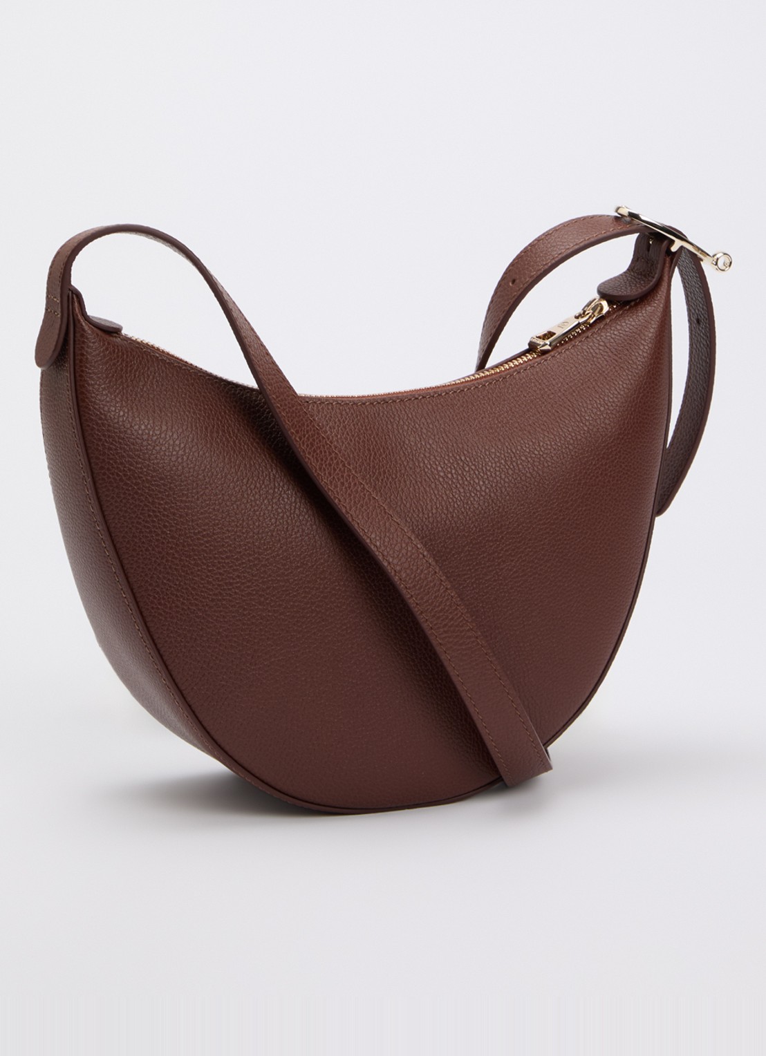 Longchamp Le Foulonné crossbodytas S van leer - achterkant donkerbruin