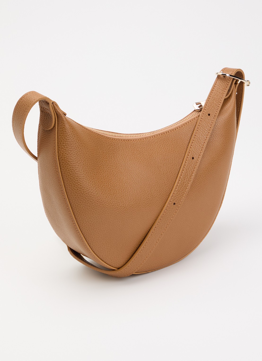 Longchamp Le Foulonné crossbodytas S van leer - achterkant cognac