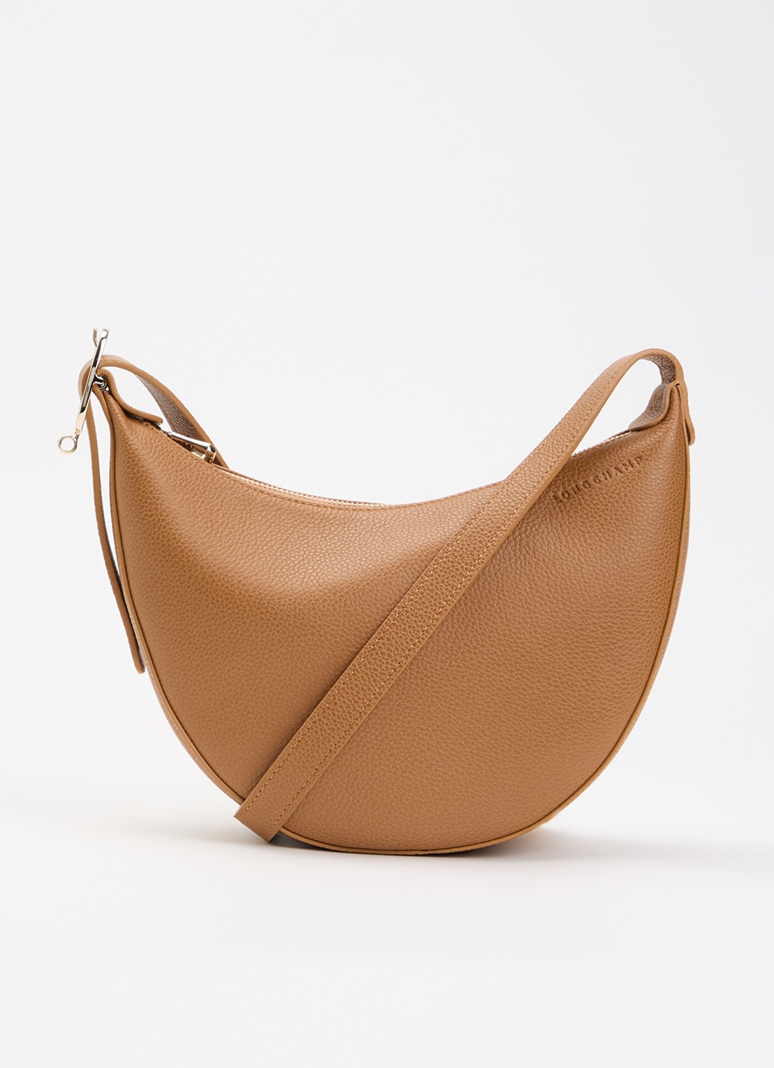 Longchamp Le Foulonné crossbodytas S van leer - voorkant 2 cognac