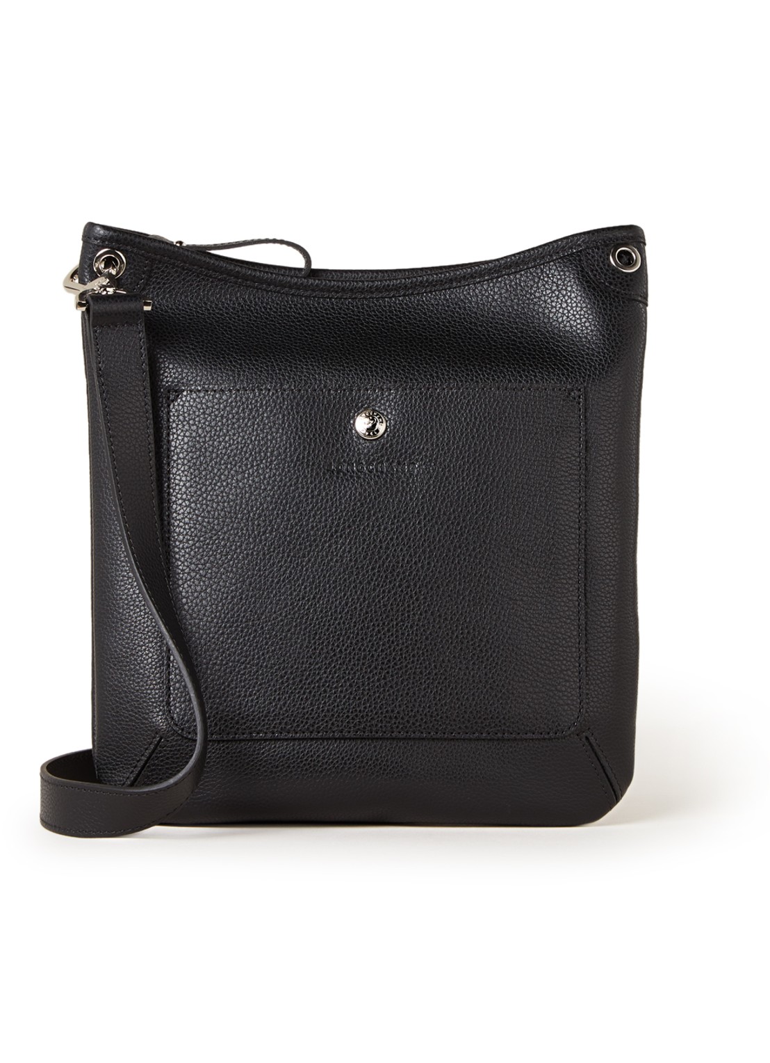 Longchamp Le Foulonné crossbodytas van leer - voorkant 3 zwart