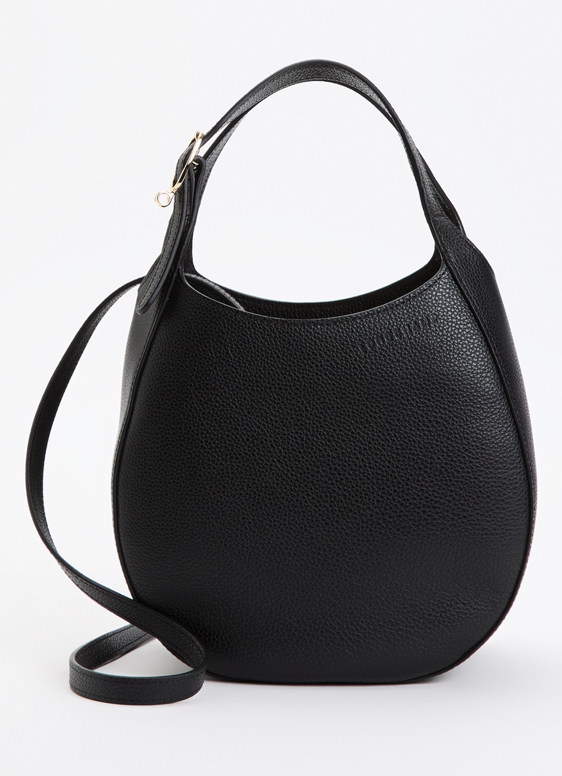 Longchamp Le Foulonné handtas S van leer met afneembare schouderriem - voorkant zwart